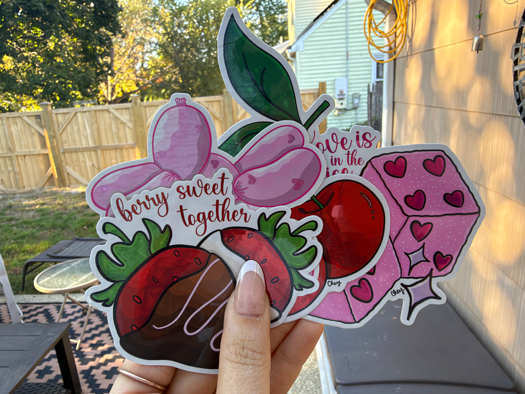 Glitter Glossy Valentine’s Day Sticker Pack | Die Cut Stickers