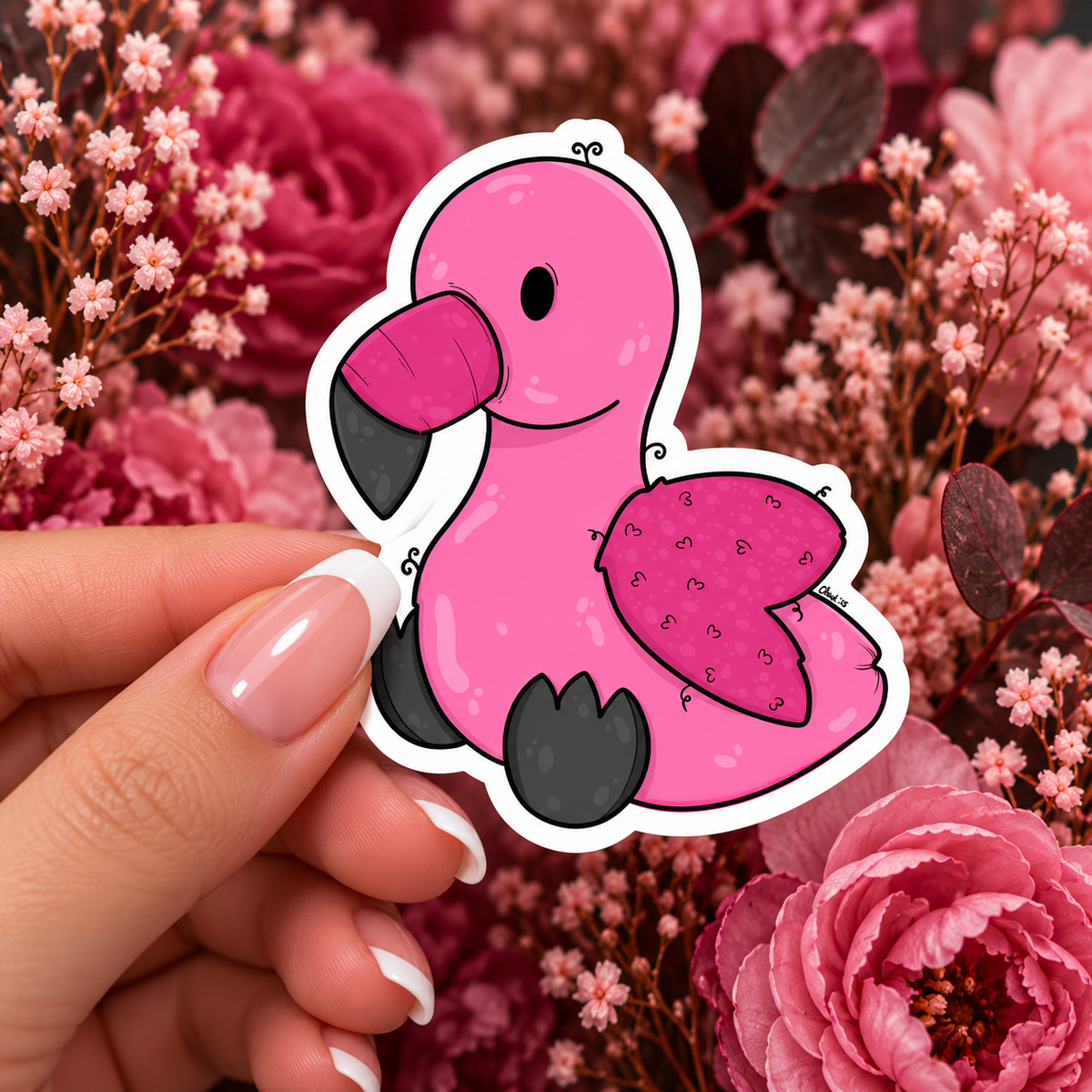 Pink Flamingo Glossy Die Cut Sticker
