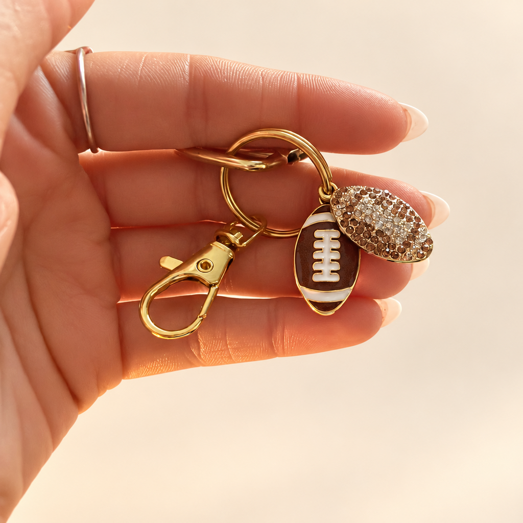 Football Fabric Wristlet w/Hook + Charms