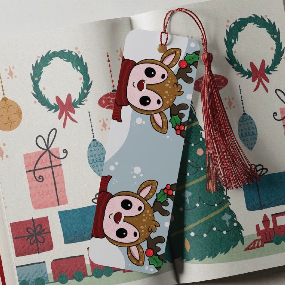Reindeer Friends Glossy Cardstock Bookmark