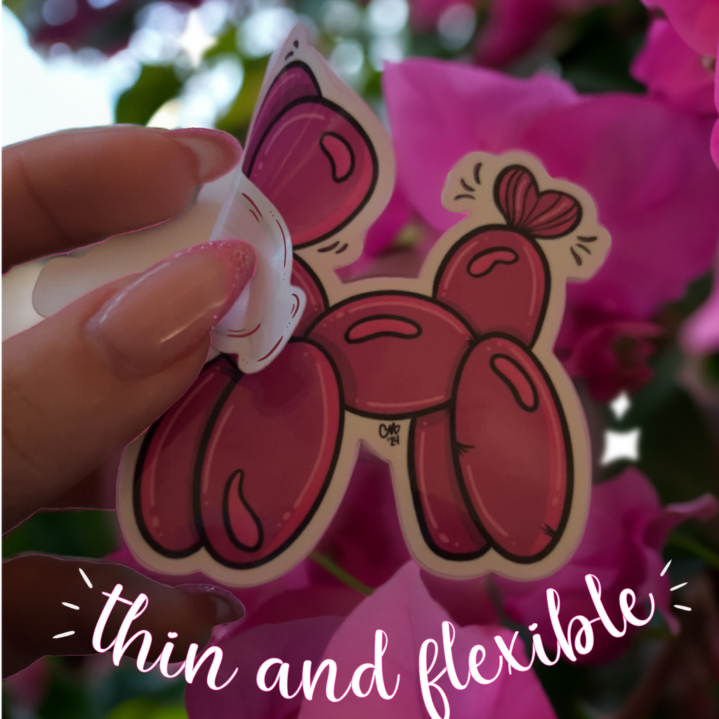 Pink Balloon Dog Glossy Die Cut Sticker
