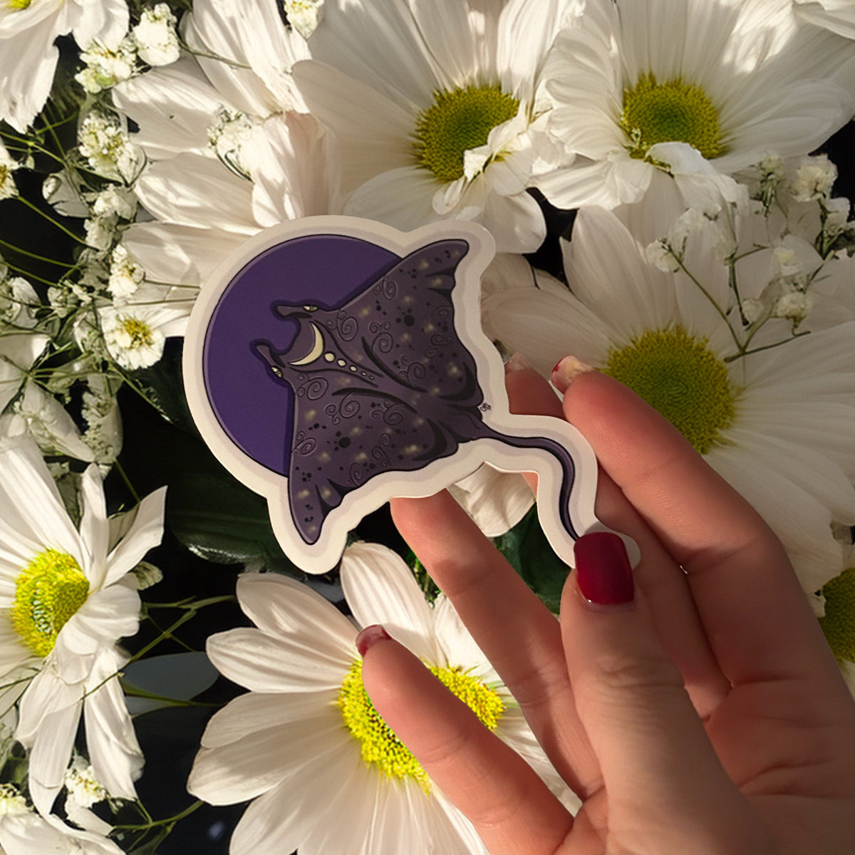 Manta Ray Glossy Die Cut Sticker