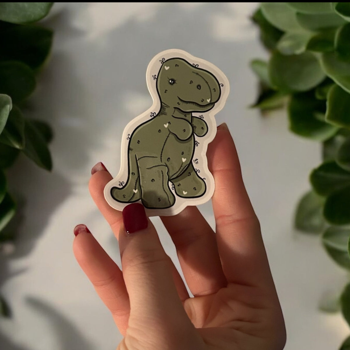 TRex Stuffy Glossy Die Cut Sticker